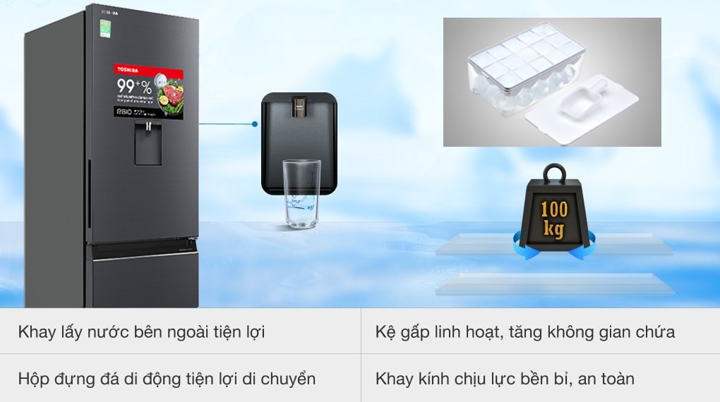 Tủ Lạnh Toshiba Inverter 322 Lít GR-RB405WE-PMV(06)-MG - tiện ích